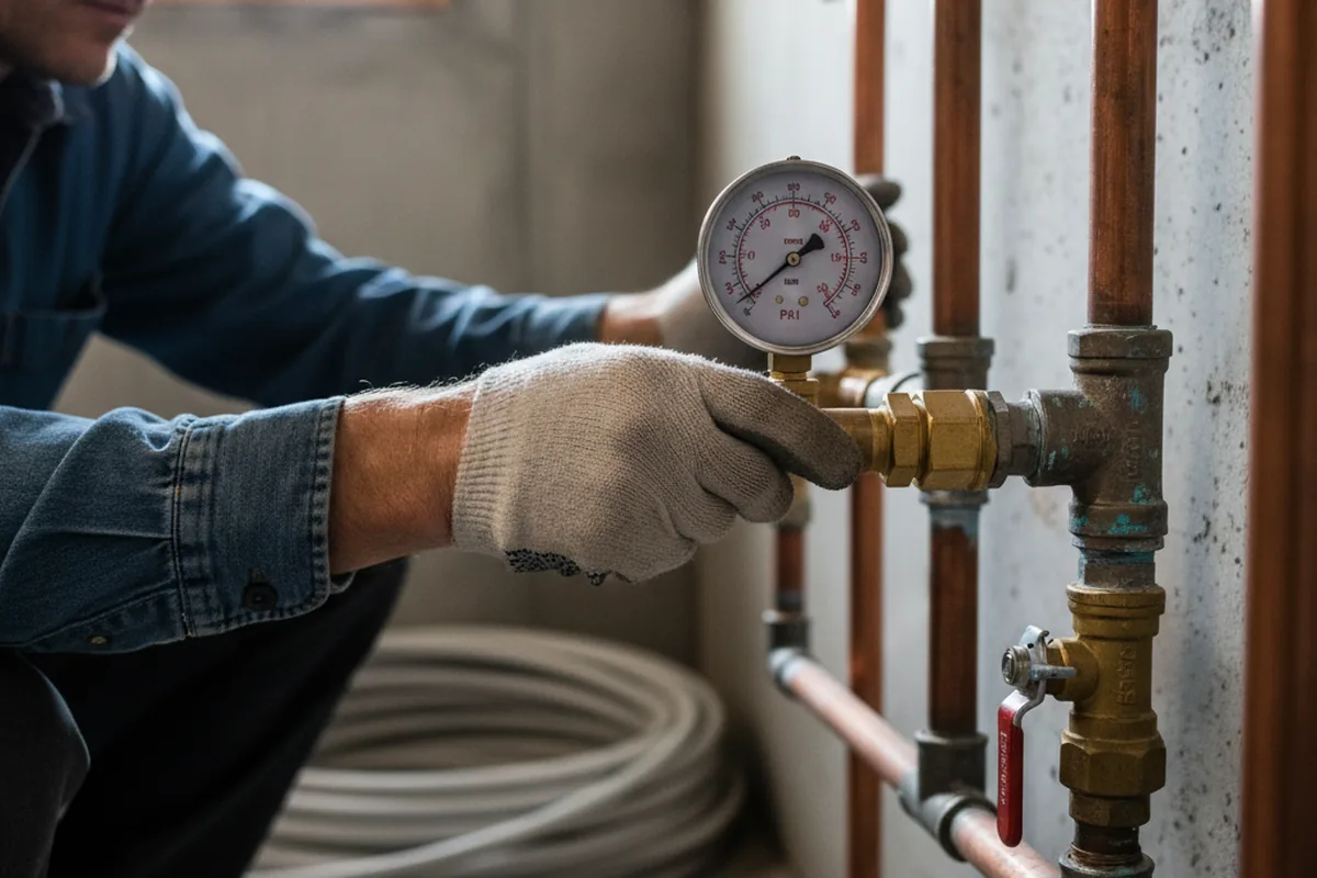 Pressure testing a repaired line during Water Line Repair in Bellefontaine